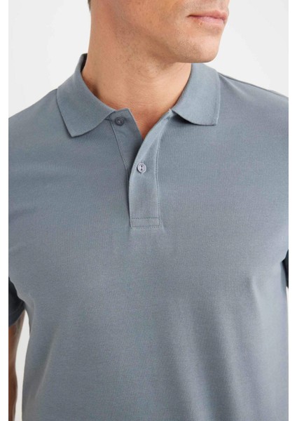 %100 Pamuk Regular Fit Polo Yaka Kısa Kollu Basic Düz Pike Kumaş Tişört C1293AX25SP