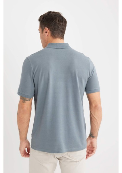 %100 Pamuk Regular Fit Polo Yaka Kısa Kollu Basic Düz Pike Kumaş Tişört C1293AX25SP