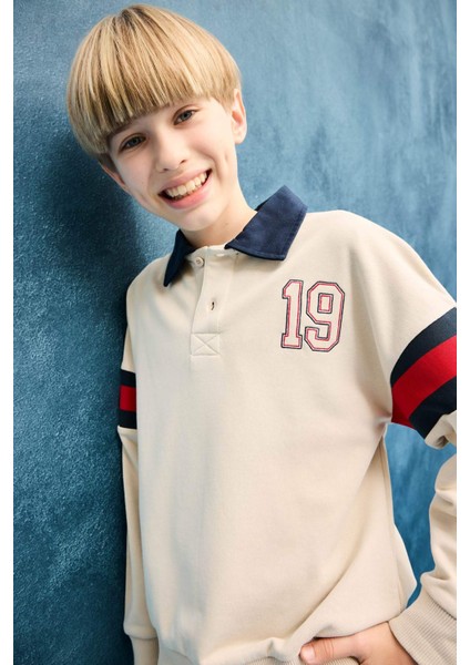 Erkek Çocuk Oversize Geniş Kalıp Polo Yaka Sweatshirt D7404A825SP