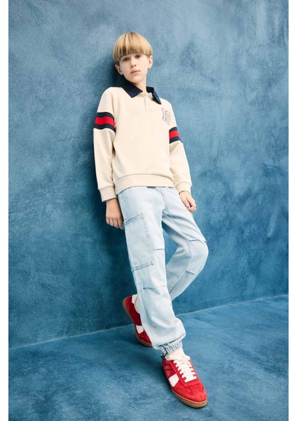 Erkek Çocuk Oversize Geniş Kalıp Polo Yaka Sweatshirt D7404A825SP