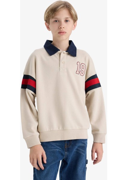 Erkek Çocuk Oversize Geniş Kalıp Polo Yaka Sweatshirt D7404A825SP