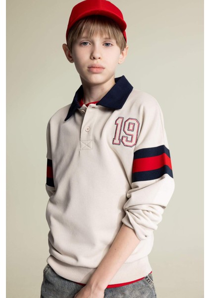 Erkek Çocuk Oversize Geniş Kalıp Polo Yaka Sweatshirt D7404A825SP