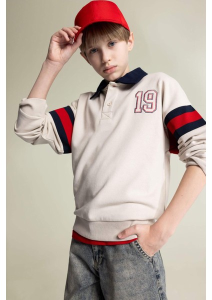 Erkek Çocuk Oversize Geniş Kalıp Polo Yaka Sweatshirt D7404A825SP