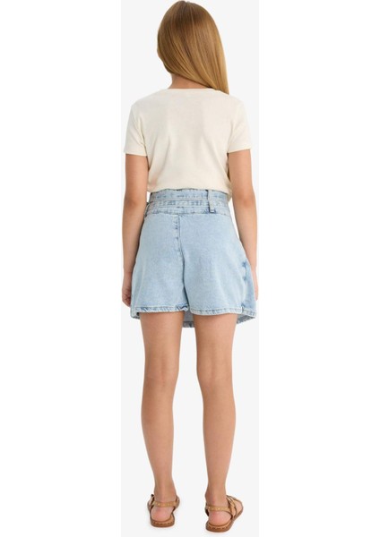 Kız Çocuk Pamuklu Jean Şort Etek