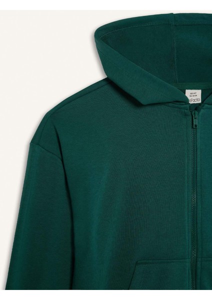 Kız Çocuk Kapüşonlu Basic Düz Cepli Okul Fermuarlı Sweatshirt D9079A825SP