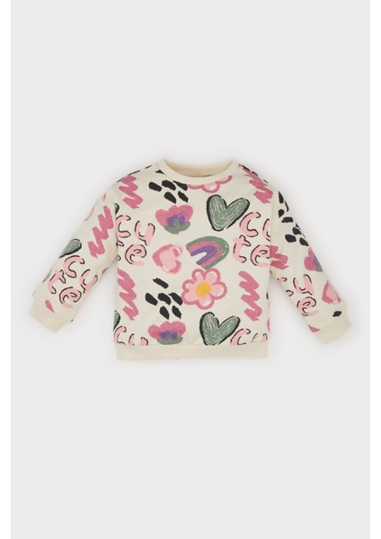 Kız Bebek Desenli Bisiklet Yaka Sweatshirt E0194A525SP