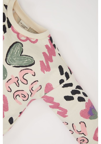 Kız Bebek Desenli Bisiklet Yaka Sweatshirt E0194A525SP