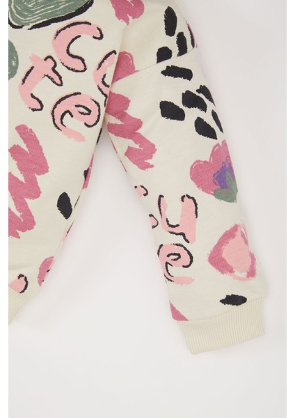 Kız Bebek Desenli Bisiklet Yaka Sweatshirt E0194A525SP