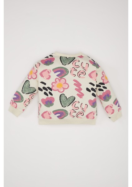 Kız Bebek Desenli Bisiklet Yaka Sweatshirt E0194A525SP