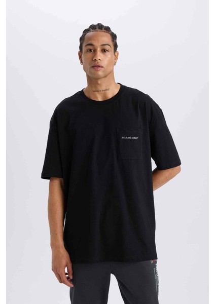 Fit NBA Miami Heat Oversize Geniş Kalıp Bisiklet Yaka Sırt Baskılı Kısa Kollu Tişört E0067AX25SP