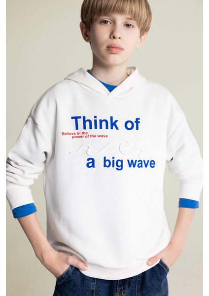 Erkek Çocuk Oversize Geniş Kalıp Kapüşonlu Baskılı Sweatshirt D7400A825SP
