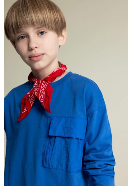 Erkek Çocuk Oversize Geniş Kalıp Bisiklet Yaka Uzun Kollu Tişört D7405A825SP