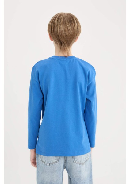 Erkek Çocuk Oversize Geniş Kalıp Bisiklet Yaka Uzun Kollu Tişört D7405A825SP