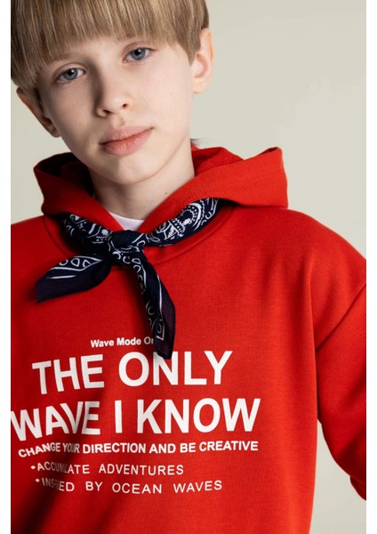 Erkek Çocuk Oversize Geniş Kalıp Kapüşonlu Baskılı Sweatshirt D7399A825SP