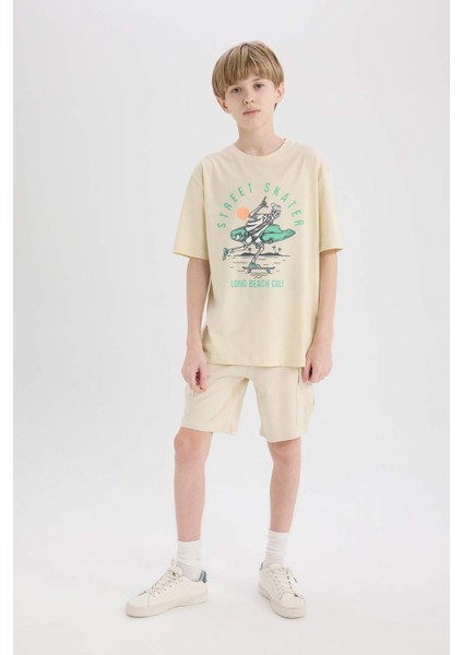 Erkek Çocuk Beli Lastikli Kargo Cepli Şort B5868A825HS