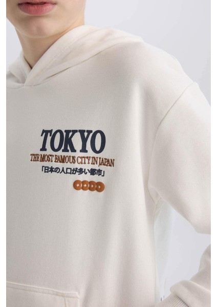 Erkek Çocuk Oversize Geniş Kalıp Kapüşonlu Sırt Baskılı Sweatshirt D8495A825SP