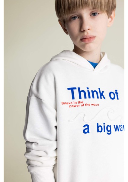 Erkek Çocuk Oversize Geniş Kalıp Kapüşonlu Baskılı Sweatshirt D7400A825SP