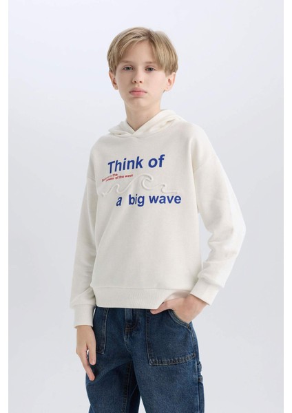 Erkek Çocuk Oversize Geniş Kalıp Kapüşonlu Baskılı Sweatshirt D7400A825SP