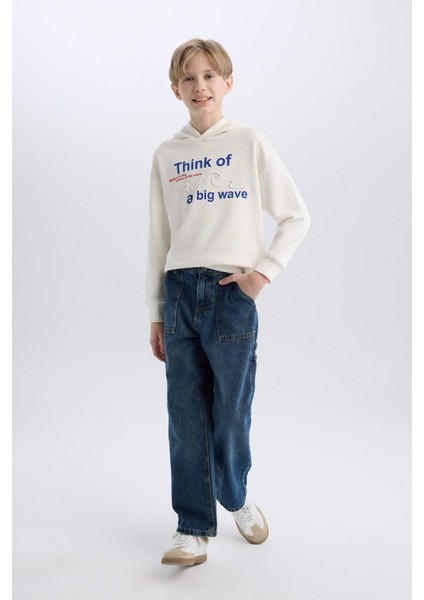 Erkek Çocuk Oversize Geniş Kalıp Kapüşonlu Baskılı Sweatshirt D7400A825SP