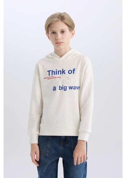 Erkek Çocuk Oversize Geniş Kalıp Kapüşonlu Baskılı Sweatshirt D7400A825SP