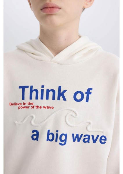 Erkek Çocuk Oversize Geniş Kalıp Kapüşonlu Baskılı Sweatshirt D7400A825SP