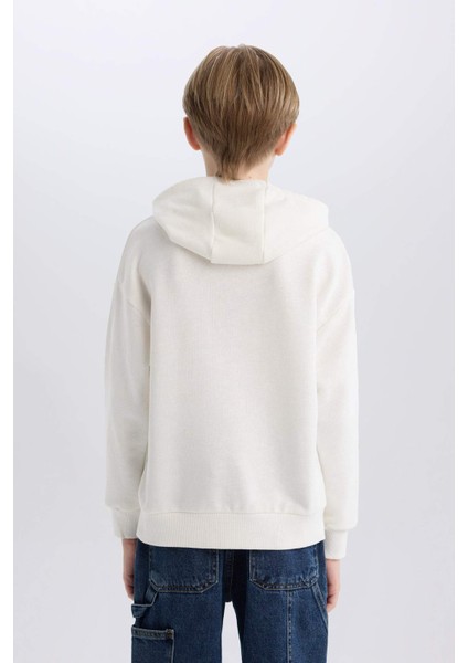Erkek Çocuk Oversize Geniş Kalıp Kapüşonlu Baskılı Sweatshirt D7400A825SP