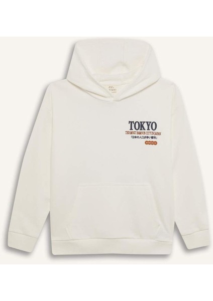Erkek Çocuk Oversize Geniş Kalıp Kapüşonlu Sırt Baskılı Sweatshirt D8495A825SP