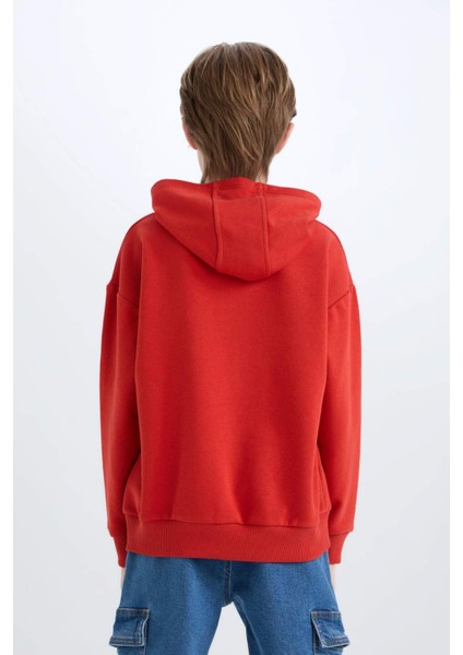 Erkek Çocuk Oversize Geniş Kalıp Kapüşonlu Baskılı Sweatshirt D7399A825SP