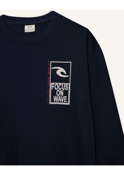 Erkek Çocuk Oversize Geniş Kalıp Bisiklet Yaka Sırt Baskılı Sweatshirt D7402A825SP