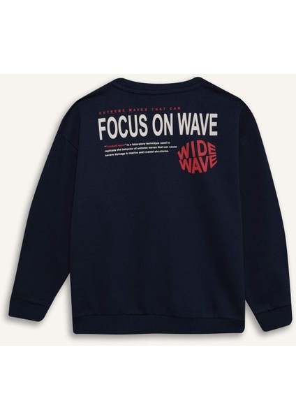 Erkek Çocuk Oversize Geniş Kalıp Bisiklet Yaka Sırt Baskılı Sweatshirt D7402A825SP