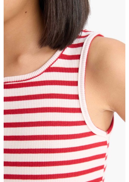 Kız Çocuk Bisiklet Yaka Çizgili Atlet Z7814A625HS