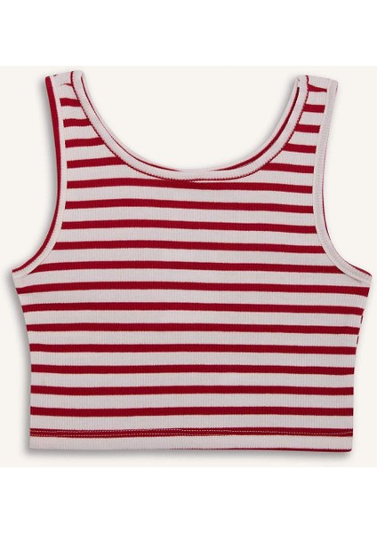 Kız Çocuk Bisiklet Yaka Çizgili Atlet Z7814A625HS