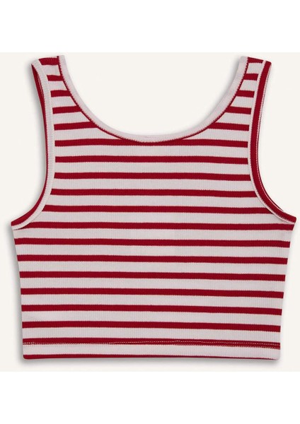 Kız Çocuk Bisiklet Yaka Çizgili Atlet Z7814A625HS