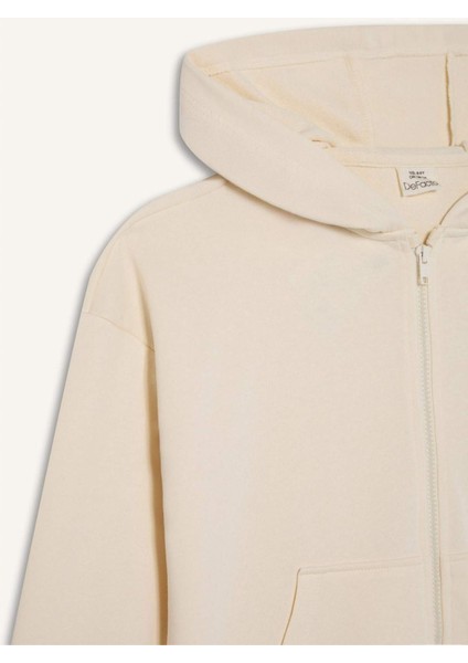 Kız Çocuk Kapüşonlu Basic Düz Cepli Okul Fermuarlı Sweatshirt D9079A825SP