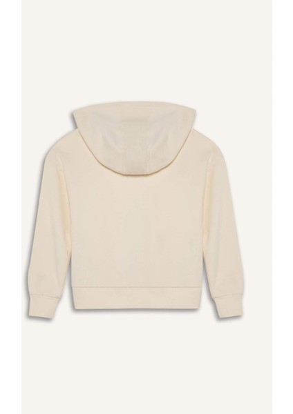 Kız Çocuk Kapüşonlu Basic Düz Cepli Okul Fermuarlı Sweatshirt D9079A825SP