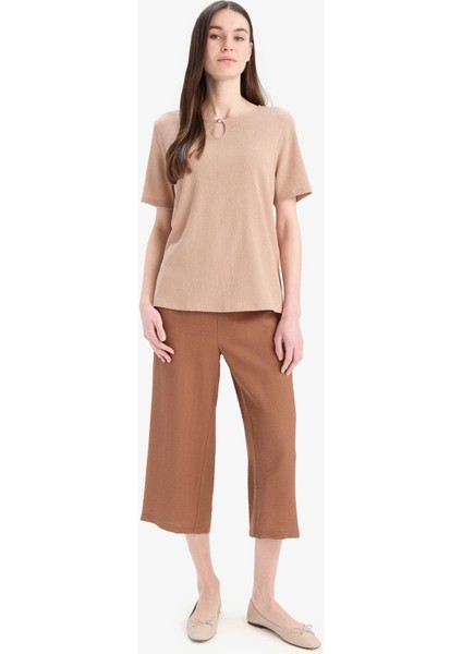 Regular Fit Yuvarlak Yaka Basic Düz Bürümcük Kısa Kollu Tişört D8659AX25SP