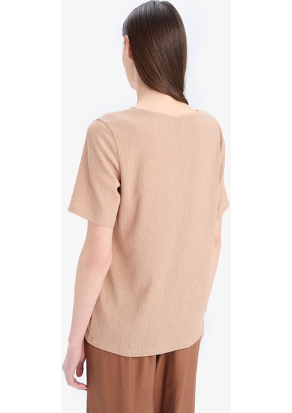 Regular Fit Yuvarlak Yaka Basic Düz Bürümcük Kısa Kollu Tişört D8659AX25SP