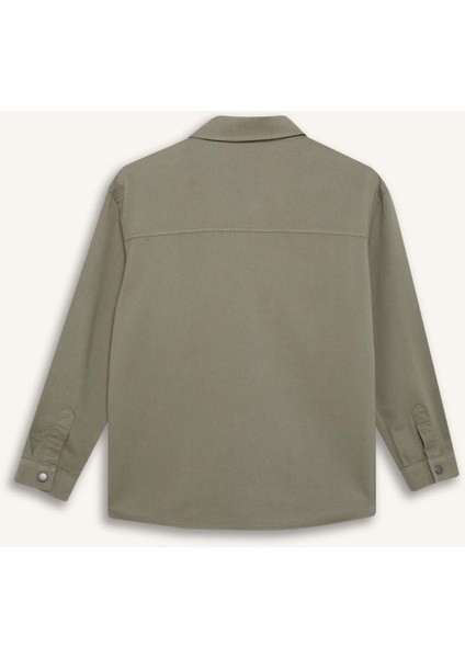 Erkek Çocuk Oversize Geniş Kalıp Polo Yaka Twill Uzun Kollu Gömlek D7793A825SP