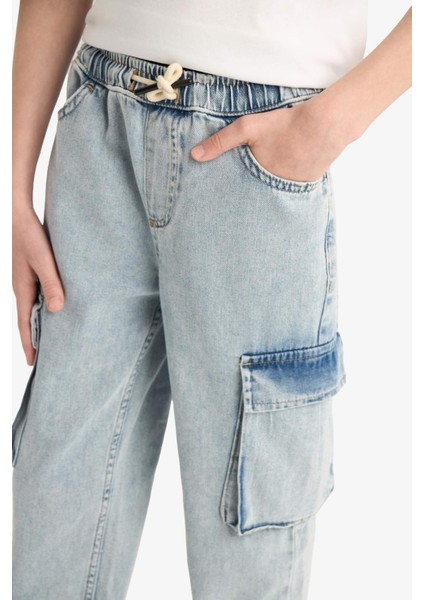 Erkek Çocuk Kargo Cepli Esnek Bantlı Jogger Paça Jean Pantolon E0246A825SM