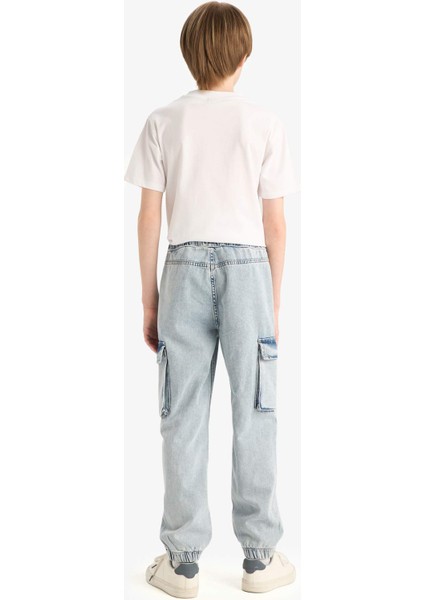 Erkek Çocuk Kargo Cepli Esnek Bantlı Jogger Paça Jean Pantolon E0246A825SM