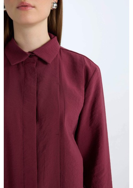 Relax Fit Modal Basic Düz Uzun Kollu Gömlek Tunik D8523AX24WN