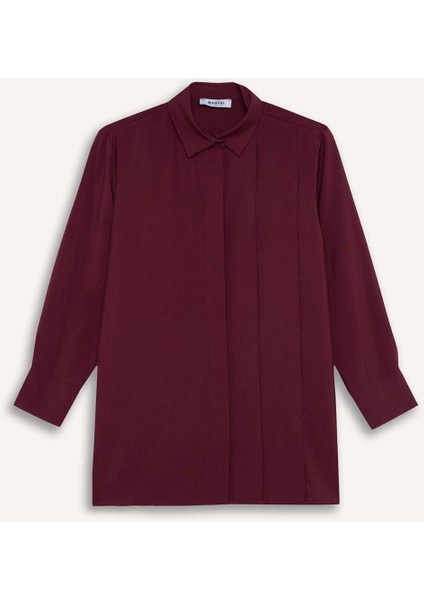 Relax Fit Modal Basic Düz Uzun Kollu Gömlek Tunik D8523AX24WN