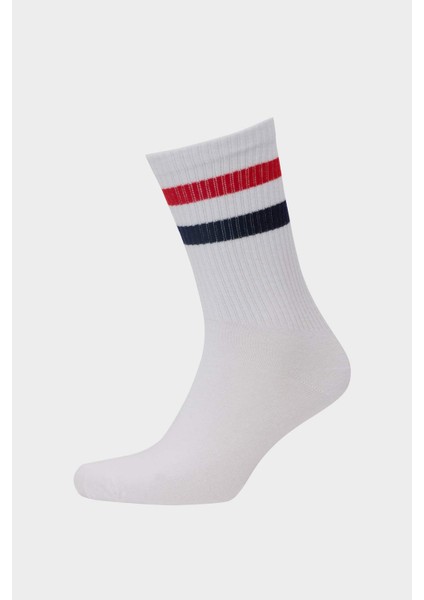 Erkek Rahat Lastikli 3'lü Pamuklu Uzun Çorap D9656AXNS
