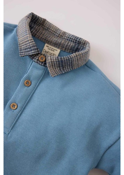 Erkek Bebek 2'li Takım Gömlek Yaka Sweatshirt Beli Lastikli Alt E0321A525SP