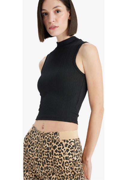 Slim Fit Dar Kesim Yarım Balıkçı Yaka Fitilli Kaşkorse Atlet C7703AX25SP