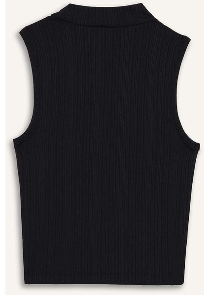 Slim Fit Dar Kesim Yarım Balıkçı Yaka Fitilli Kaşkorse Atlet C7703AX25SP