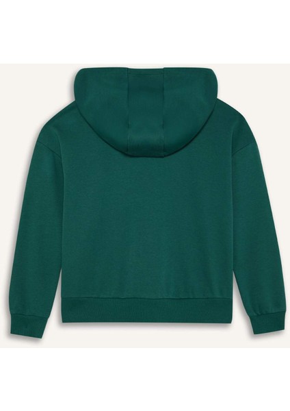 Kız Çocuk Kapüşonlu Basic Düz Cepli Okul Fermuarlı Sweatshirt D9079A825SP