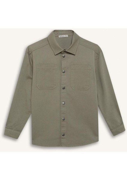 Erkek Çocuk Oversize Geniş Kalıp Polo Yaka Twill Uzun Kollu Gömlek D7793A825SP