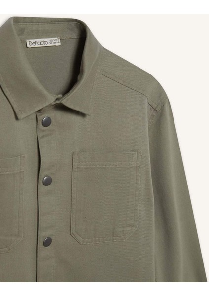Erkek Çocuk Oversize Geniş Kalıp Polo Yaka Twill Uzun Kollu Gömlek D7793A825SP
