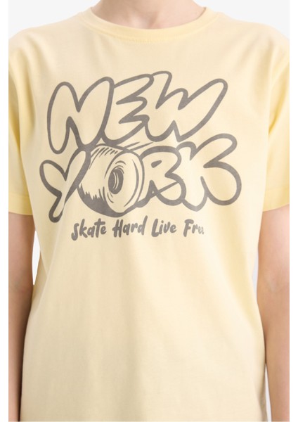 Erkek Çocuk Bisiklet Yaka Baskılı Kısa Kollu Tişört E0077A825SM